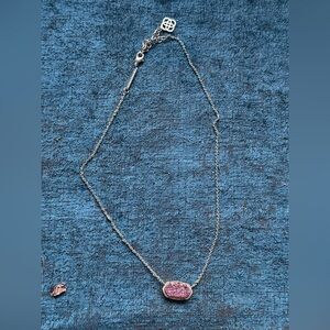 Kendra Scott Elisa Pink Drusy and silver necklace
